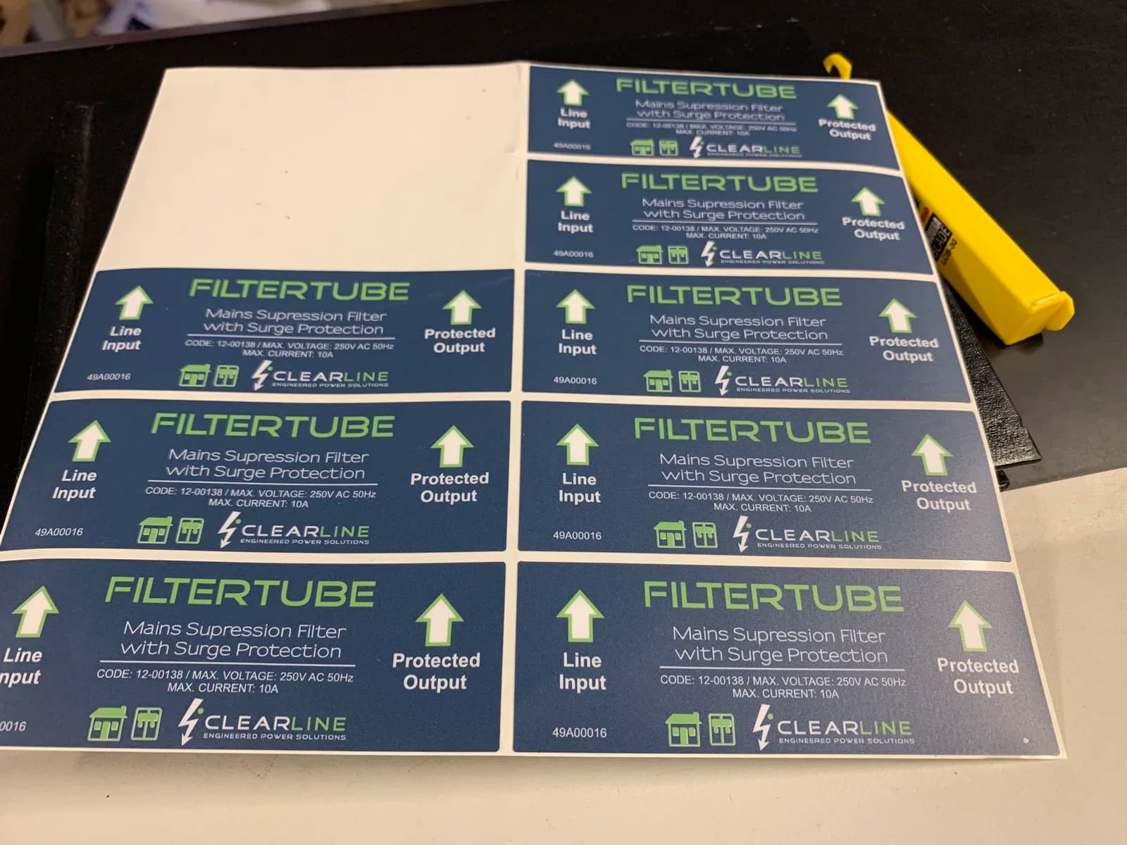 ClearLine filter tube label