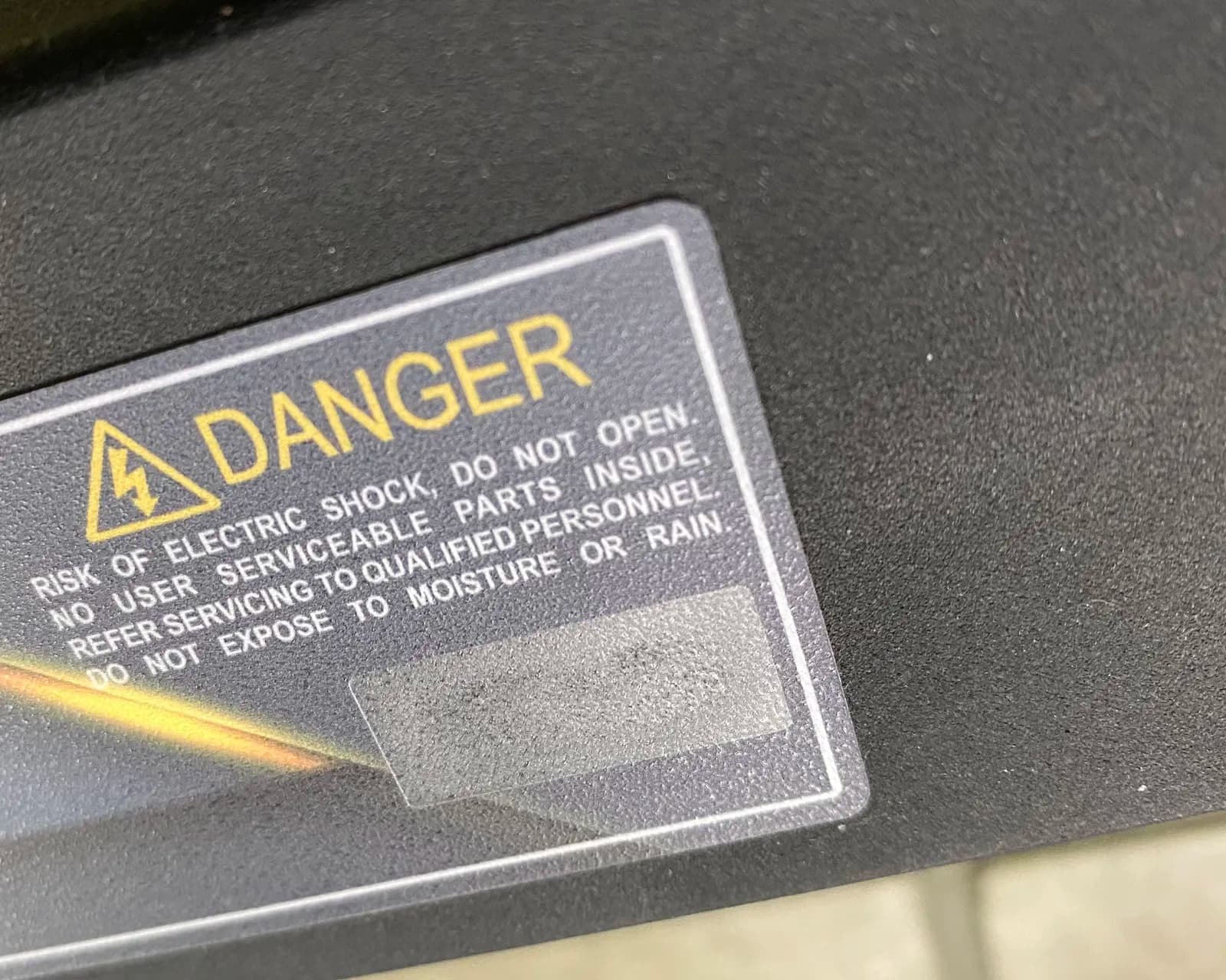 Danger safety warning label